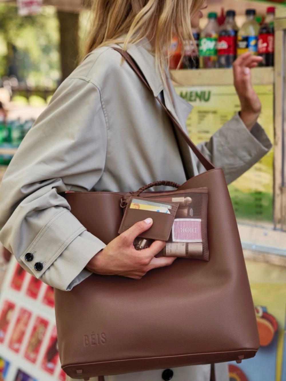BEIS Essential Tote in Maple with Removable Zip Pouch
